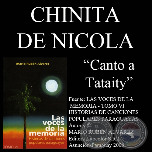 CANTO A YATAITY - Letra de la cancin: Cirilo R. Zayas y Chinita de Nicola