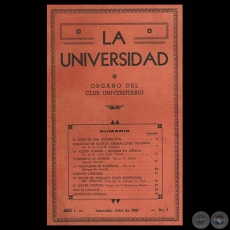 LA UNIVERSIDAD - AÑO I - N° 1, 1939 - ORGANO DEL CLUB UNIVERSITARIO