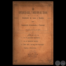 LEYES Y DECRETOS SOBRE ORGANIZACIÓN ADMINISTRATIVA Y FINANCIERA, 1929 - PRESIDENCIA DE JUSTO PATRICIO GUGGIARI 