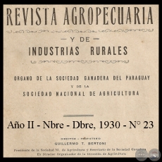 1930 - N° 23 - REVISTA AGROPECUARIA Y DE INDUSTRIAS RURALES- Director GUILLERMO TELL BERTONI