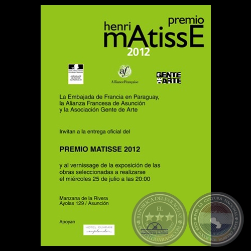 PREMIO HENRI MATISSE 2012 - (PRIMER PREMIO. FIDEL FERNÁNDEZ) - ASOCIACIÓN GENTE DE ARTE