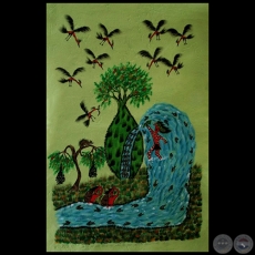 DIBUJO INDGENA 41 - Obra de OGWA FLORES - Coleccin GRUPO LIEBIG