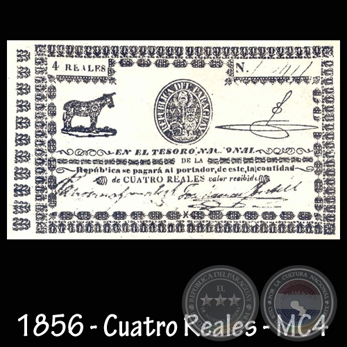 1856 - CUATRO REALES - MC004 - FIRMAS: JOS MARA MONTIEL  FAUSTINO GONZLEZ