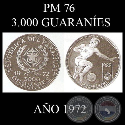 PM 76  3.000 GUARANES  AO 1972