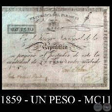 1859 - UN PESO - MC011 - FIRMAS: PEDRO PASCUAL HAEDO  JOS FALCN