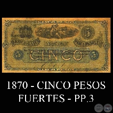 1870 - CINCO PESOS FUERTES - PP2 - PROVEEDURA DEL EJRCITO