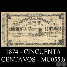 1874 - CINCUENTA CENTAVOS - MC055.b - FIRMAS: MANUEL SOLALINDE  DALTRO