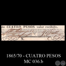 CUATRO PESOS - MC 036.b - FIRMAS : MIGUEL BERGES y JUAN G. VALLE