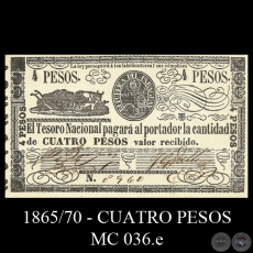 CUATRO PESOS - MC 036.e - FIRMAS: MIGUEL BERGES y JUAN G. VALLE
