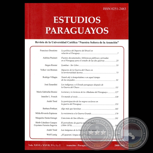 ESTUDIOS PARAGUAYOS (Vols. XXVI y XXVII, Ns. 1 y 2 - 2008-2009)