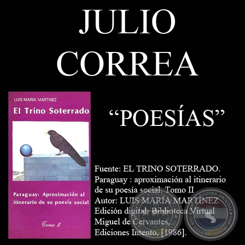 PARTO, MADRE, NO CANTIS MS POETAS..., PARAGUAY PIAJH, AGUAFUERTE y ROMANCE DEL NIO ASESINADO - Poesas de JULIO CORREA