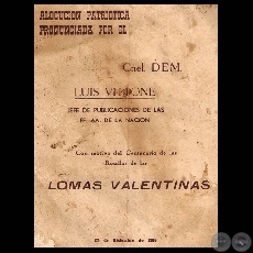 BATALLAS DE LAS LOMAS VALENTINAS (Alocución de LUIS VITTONE)