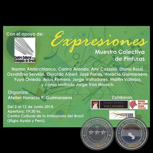 EXPRESIONES 2014 - CENTRO CULTURAL EMBAJADA DE BRASIL - Exposicin colectiva de JORGE VON HOROCH