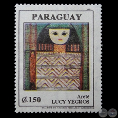 ARETÉ - Pintura de LUCY YEGROS - SELLO POSTAL PARAGUAYO AÑO 1991