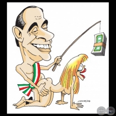 SILVIO BERLUSCONI, 2009 - LDERES DEL MUNDO - Caricatura de NICO
