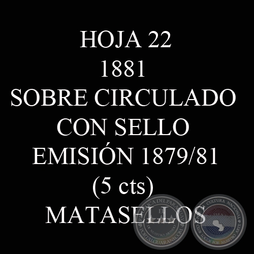 1881 - SOBRE CIRCULADO CON SELLO EMISIN 1879/81 (SELLOS DE 5 CENTAVOS)